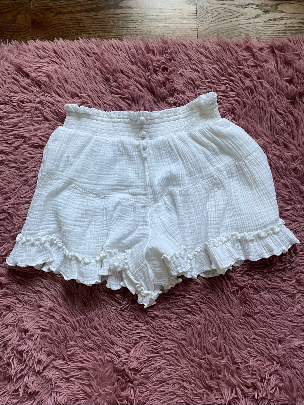 AE Tiered White Ruffle Bloomer Short with pockets 100% cotton